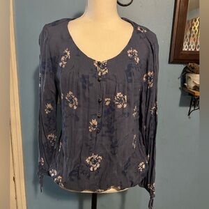 Lucky Brand, Blue Floral, Scoop Neck, Top
